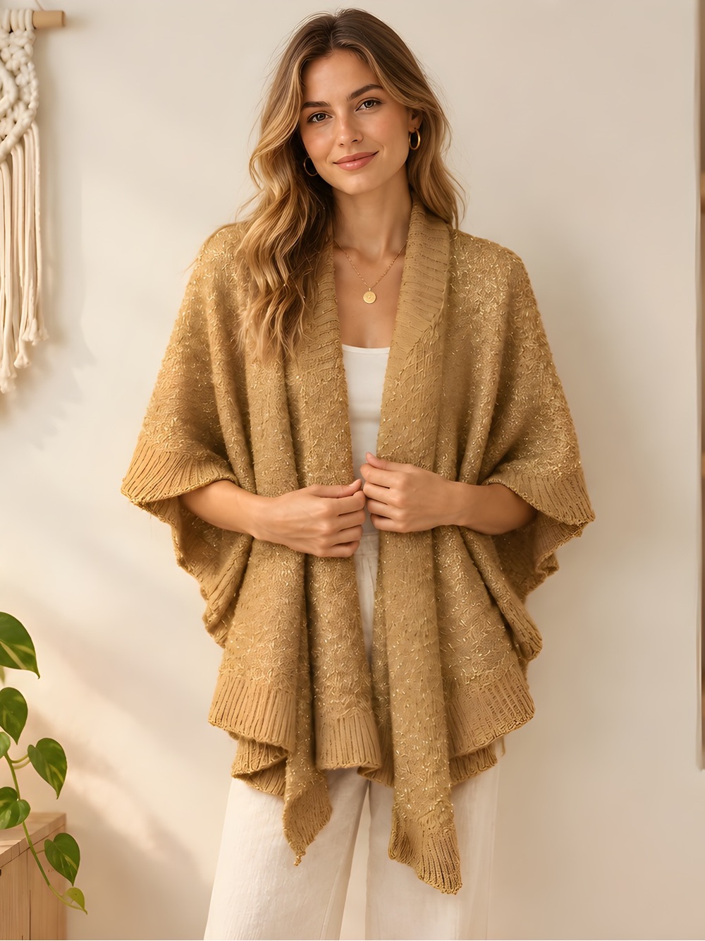 NEW Vince Camuto Gold Sand Ruffle Edge Topper O/S